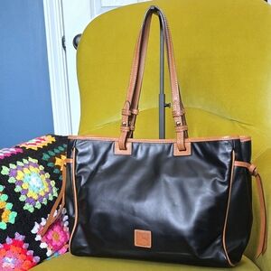 Dooney & Bourke Black and Brown Leather Collette Tote